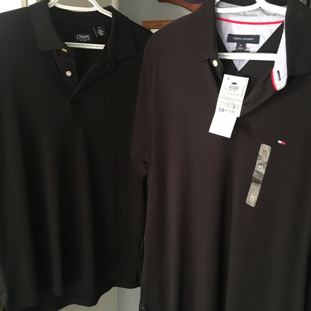 Two Mens Black Polo Shirts - Size Medium